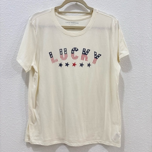 Lucky Brand Tops - Lucky Brand | cream american flag graphic tee